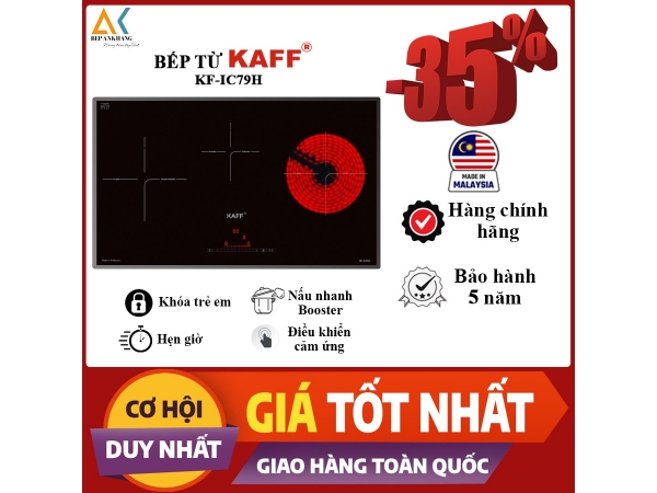 Bếp Kính Âm 3 Vùng Nấu 2 Từ 1 Hồng Ngoại KAFF KF-IC79H - Made In Malaysia